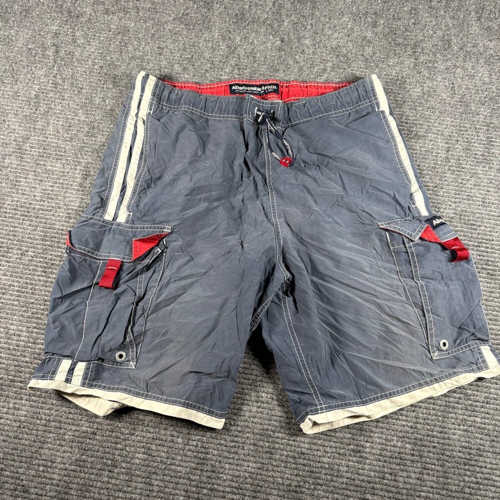 Vtg Abercrombie & Fitch Cargo Board Shorts Mens XL Blue Excellent Y2K Surf 5535